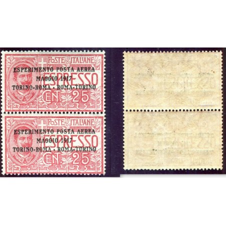 1917 Italia Posta Area Torino Roma Torino Coppia   Cat.85