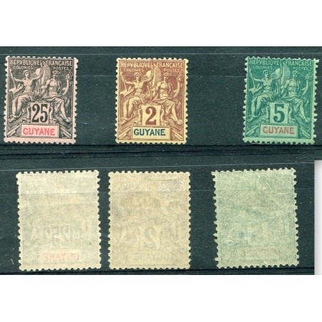 1892 Guyane Francese n.31-33-37  nuovi senza gomma