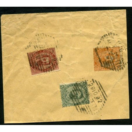 1892 ITALIA REGNO UMBERTO I° C.45 + C.20 + C.10 EMISSIONE SU FRAMMENTO  LNT530