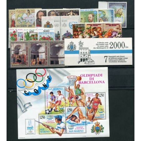 1992 San Marino annata Cpl + n. 1 libretto  MNH