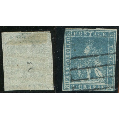 1851/52 Toscana 2cr. azzurro chiaro su grigio n.5 Cat. 300