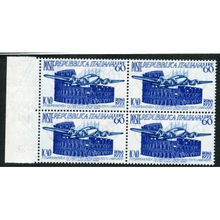 1952 Italia Repubblica ICAO n.697 in quartina  MNH