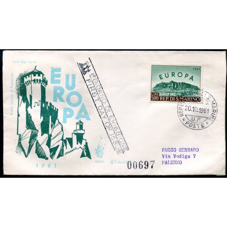 1961 San Marino FDC Europa  Foto d'esempio