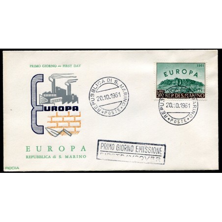 1961 San Marino FDC Europa  Foto d'esempio