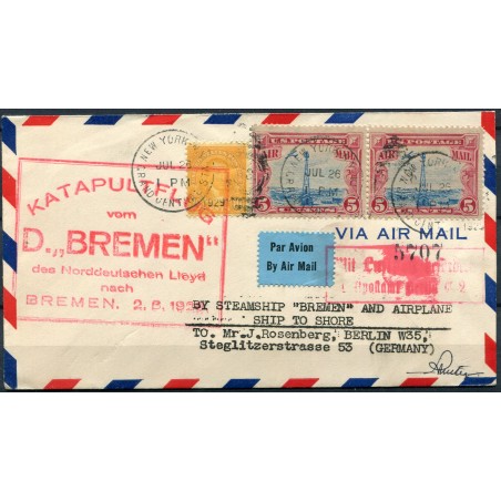 1926 Katapultflug vom D. Bremen - Posta aerea dagli USA per Berlino