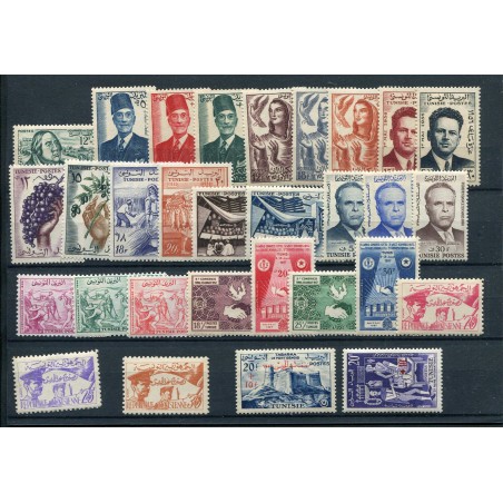 1956/57 Tunisia, insieme di francobolli MNH