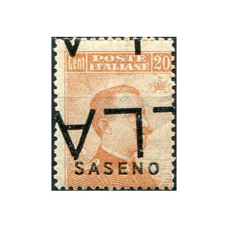 1923 Saseno Vitt. Emanuele 3°, c.20 arancio. n.3 demonetizzato MH