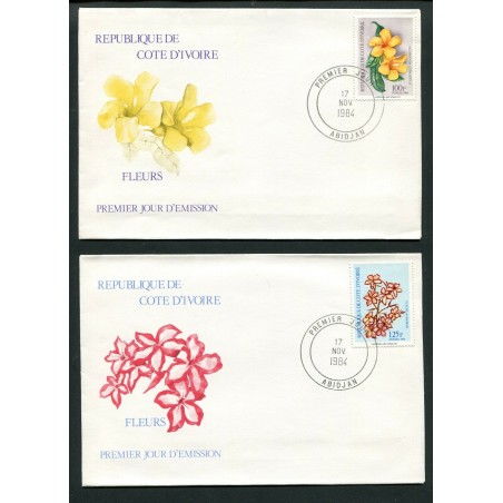 1984 COSTA D'AVORIO FIORI SU FDC N.731E/F + PROVE DI LUSSO    MNH   E253