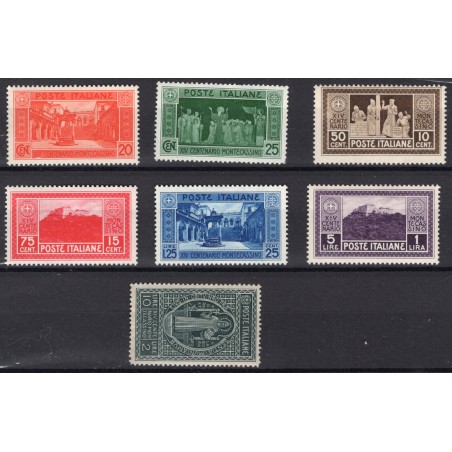 1929 Italia Montecassino n. 262/68 MNH-MH Cat. 100