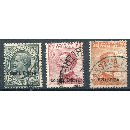 1918/21 Eritrea Vitt. Emanuele 2° soprastampati n.47/49  annulli non garantiti