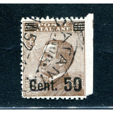 1923 Italia Regno Michetti soprastampato c.50 su c.40 bruno n.139w usato