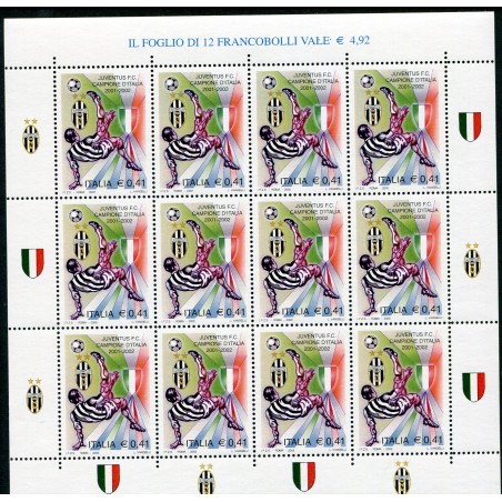 2002 Italia Foglietto Juventus Campione d'Italia MNH