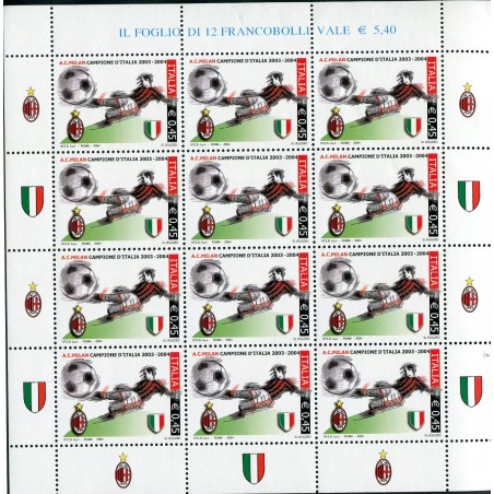 2004 Italia Foglietto Milan Campione d'Italia MNH