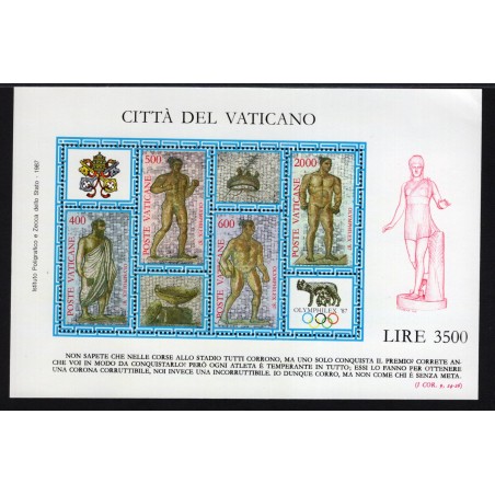 1987 Vaticano Foglietto Olimphilex 87° esposizione mondiale di filatelia MNH