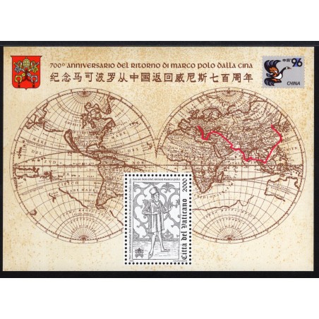 1996 Vaticano Foglietto 7° centenario del ritorno di Marco Polo dalla Cina MNH