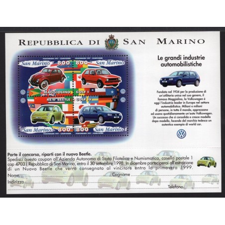 1997 San Marino Foglietto Le grandi industrie automobilistiche MNH