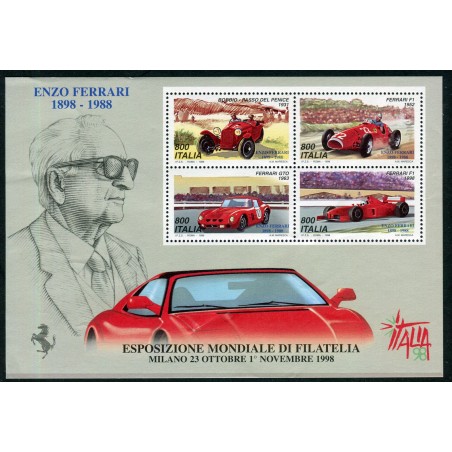 1998 Italia Foglietto Giornata della Ferrari MNH