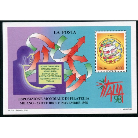 1998 Italia Foglietto Giornata delle Poste MNH