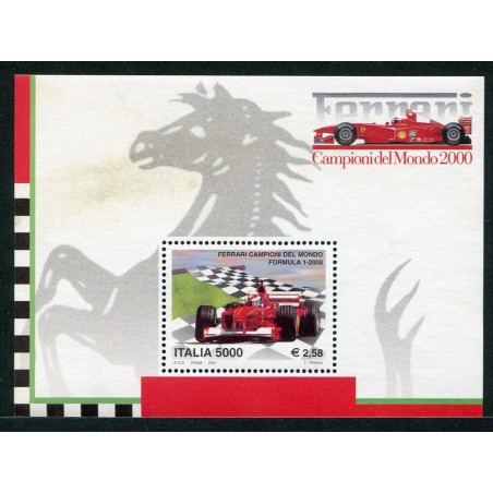 2001 Italia Foglietto Ferrari campioni del mondo di Formula 1 MNH