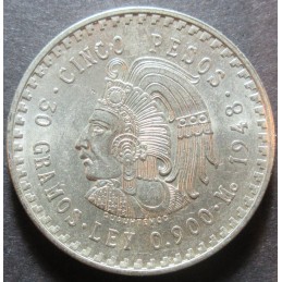 1948 Messico 5 Pesos - Argento
