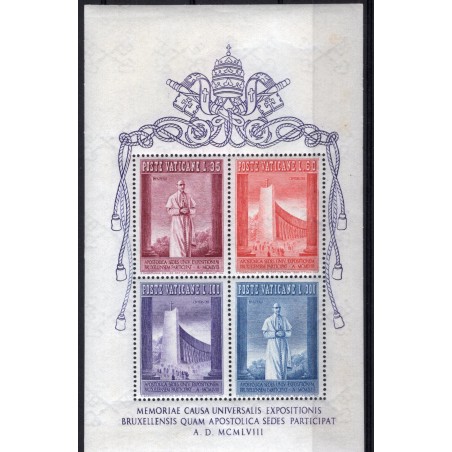 1958 Vaticano foglietto n.2 Esposizione Bruxelles MNH