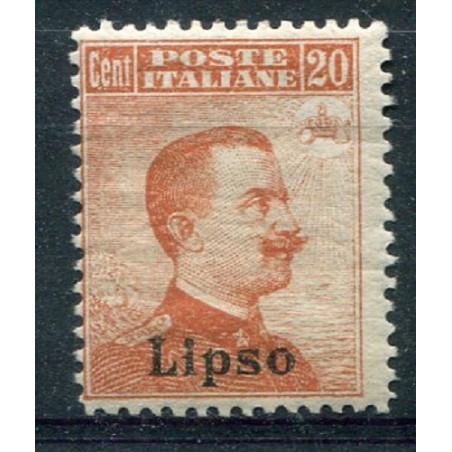 1917 Lipso Vittorio Emanuele III, c. 20 arancio, senza filigrana, n. 9 MH. Cat. 180