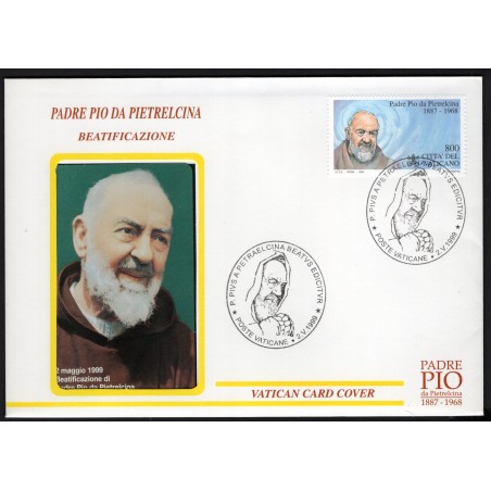 1999 Vaticano FDC con Scheda telefonica Beatificazione Padre Pio