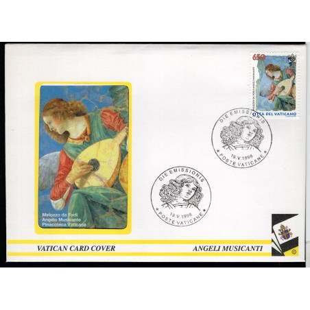 1998 Vaticano FDC con Scheda telefonica Angeli Musicanti