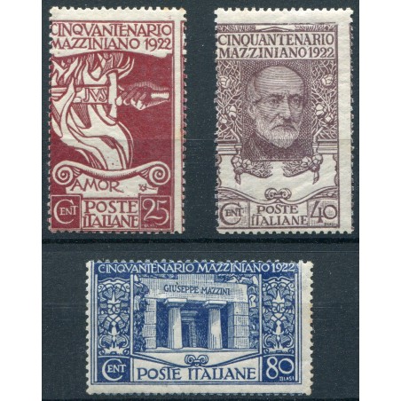 1922 Italia Giuseppe Mazzini, n.128/30 MNH belli