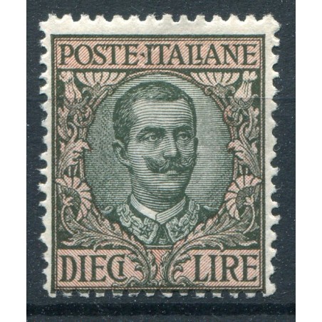 1910 Italia Floreale, lire 10, n.91 MNH fresco. Cat.170