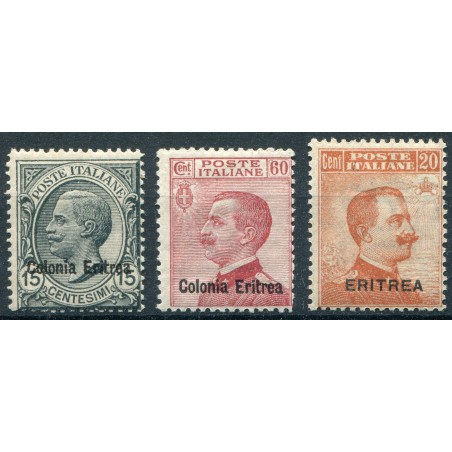 1918/21 Soprastampati Colonia Eritrea, n. 47/49 MH. Cat. 88.