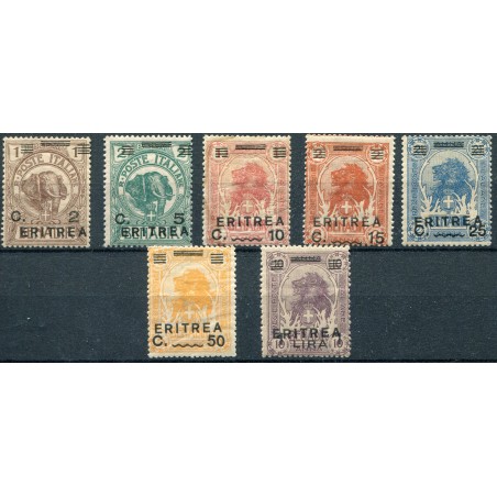 1922 Eritrea Elefante Leone Sovrastampati, n. 54/60, MNH-MH. Cat 100.