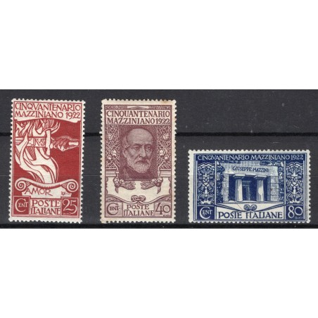 1922 Italia Giuseppe Mazzini, n.128/30 MNH belli