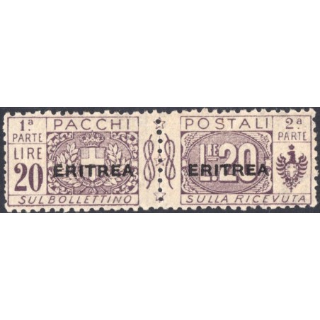 1924 Eritrea Pacchi Postali £. 20 n.21 MH Cat. 550