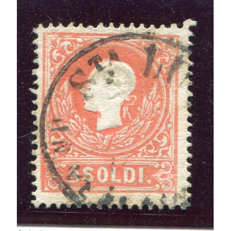 1858 Lombardo Veneto 55 rosso, n°25 1° tipo Cat.100