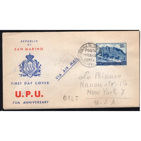 1950 San Marino UPU FDC per gli U.S.A.