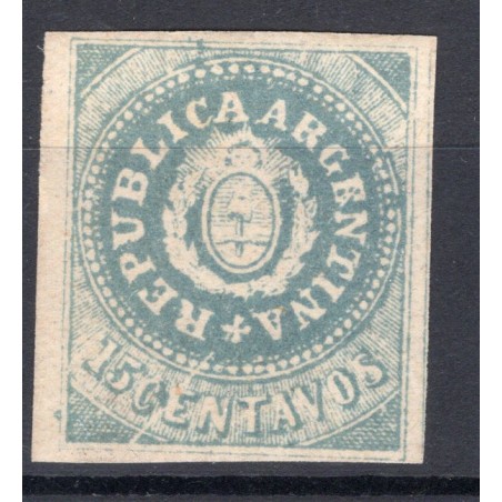 1862/64 Argentina Stemma, c.15 con accento sulla U Yvert 7 MNH Cat. 400