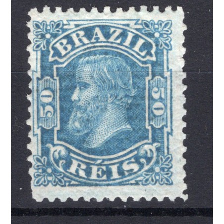 1881 Brasile Pedro II°, 50 r. blu, n.18 MH.