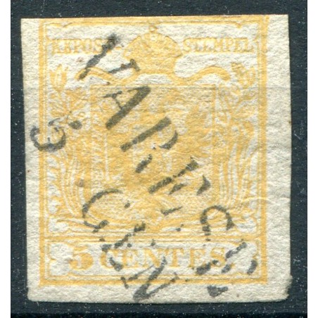 1850 Lombardo Veneto, cent. 5 giallo ocra. Cat 250