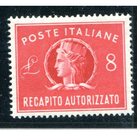 copy of 1947 ITALIA RECAPITO AUTORIZZATO £.8 ROSSO N.9 MNH FOTO DI ESEMPIO ALB018