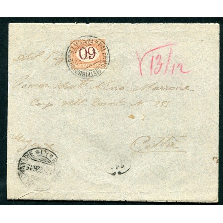 1926 Italia lettera "Urgente" da Palermo per città tassata c.60 arancio bruno n.33.