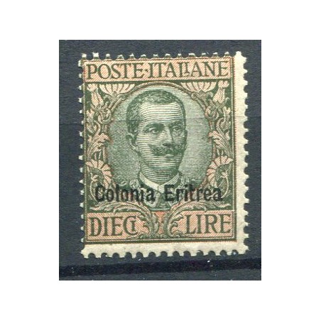 1916 Eritrea Vitt. Emanuele 3° sovrastampato "Colonia Eritrea" lire 10.