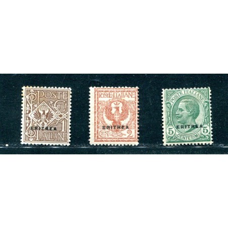 1924 Eritrea soprastampati n.77/79 MH Cat.30