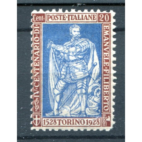 1928 Italia Regno Emanuele Filiberto c.20 dent. 11 n.226    MNH