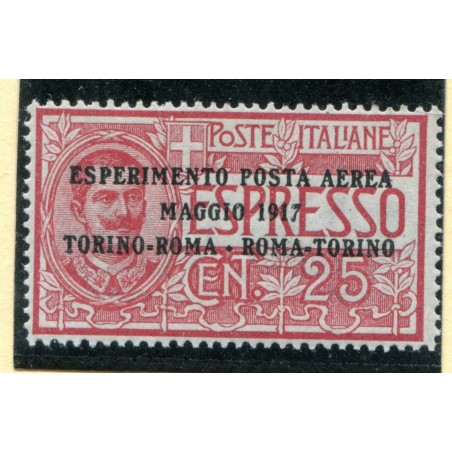 1917 ITALIA REGNO POSTA AEREA N.1 TORINO ROMA SOPRASTAMPATO   MNH  I357