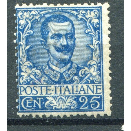 1901 Italia Regno Vitt. Emanuele 3° Floreale c.25 azzurro MH n.73 Cat.550