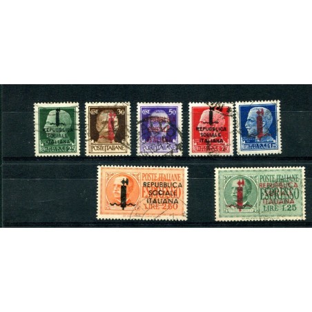 1944 ITALIA REPUBBLICA SOCIALE N.491/95 + EX. 21/22  USATO   L033