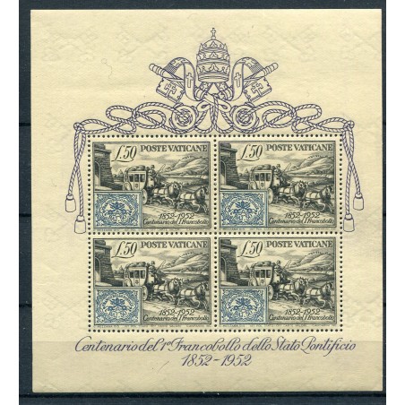 1952 Vaticano BF. n.1 100° del francobollo Pontificio mnh cat. 300