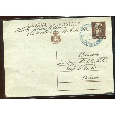 1945 Italia Luogotenenza cartolina postale £. 1,20 usata per Catania